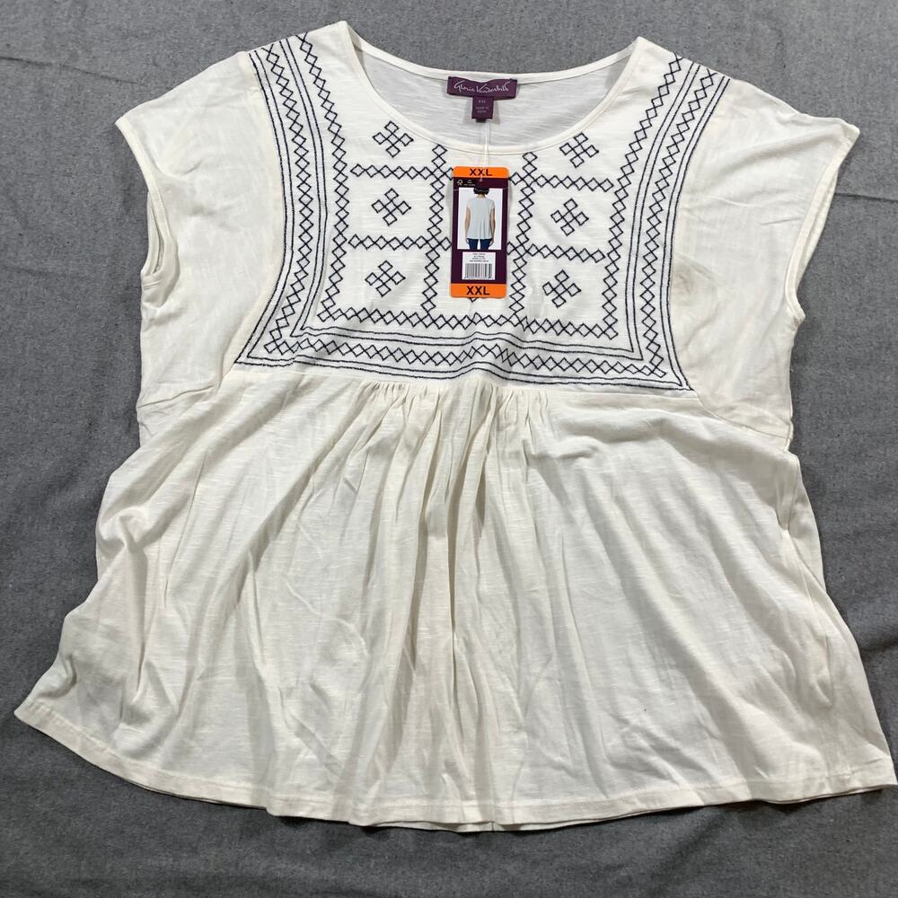 Gloria Vanderbilt Shirt Women XXL White Summer Shirt Ladies